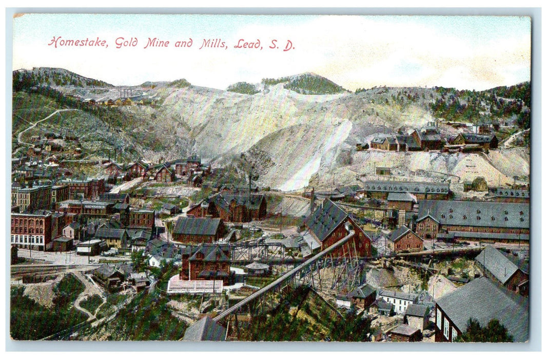 c1910s Homestake Gold Mine And Mills View Lead South Dakota SD Unposted Postcard