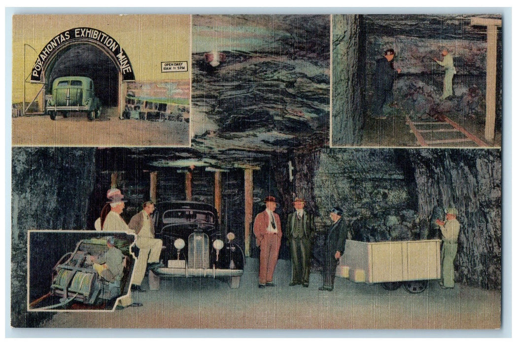 c1940's The Only Exhibition Coal Mine In World Pocahontas Virginia VA Postcard