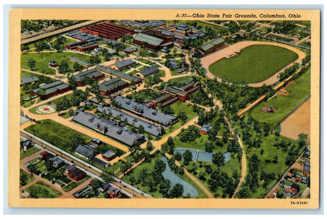 c1940's Aerial View Ohio State Fair Grounds Buildings Columbus Ohio OH Postcard