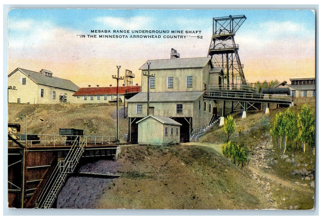 1947 Mesaba Range Underground Mine Shaft Scene Eveleth Minnesota MN Postcard