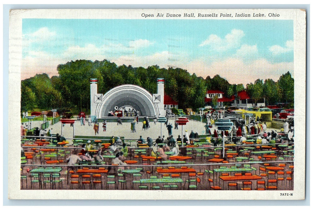 1946 Open Air Dance All Russells Point Dancing Couple Indian Lake OH Postcard