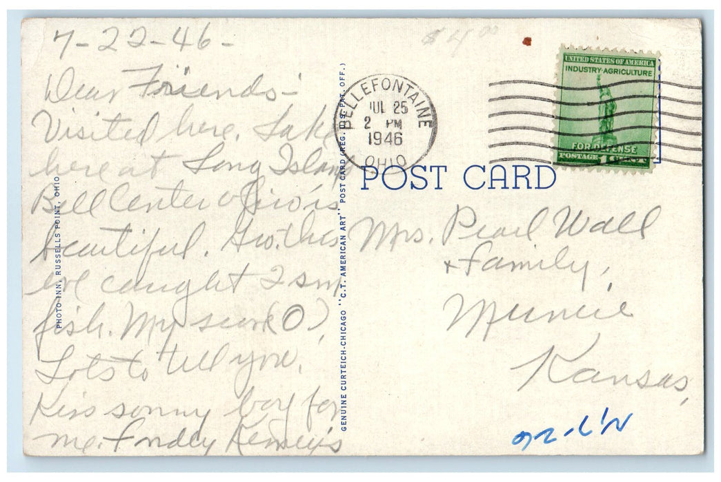 1946 Open Air Dance All Russells Point Dancing Couple Indian Lake OH Postcard