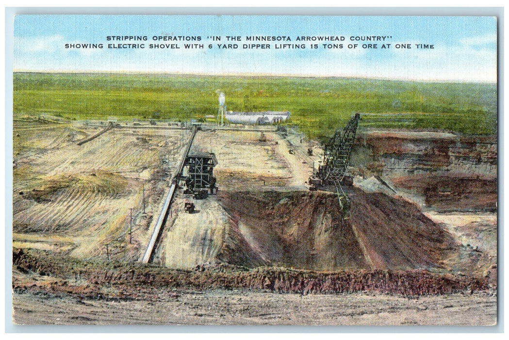 c1940's Stripping Operations Showing Electric Shovel Scene Arrowhead MN Postcard