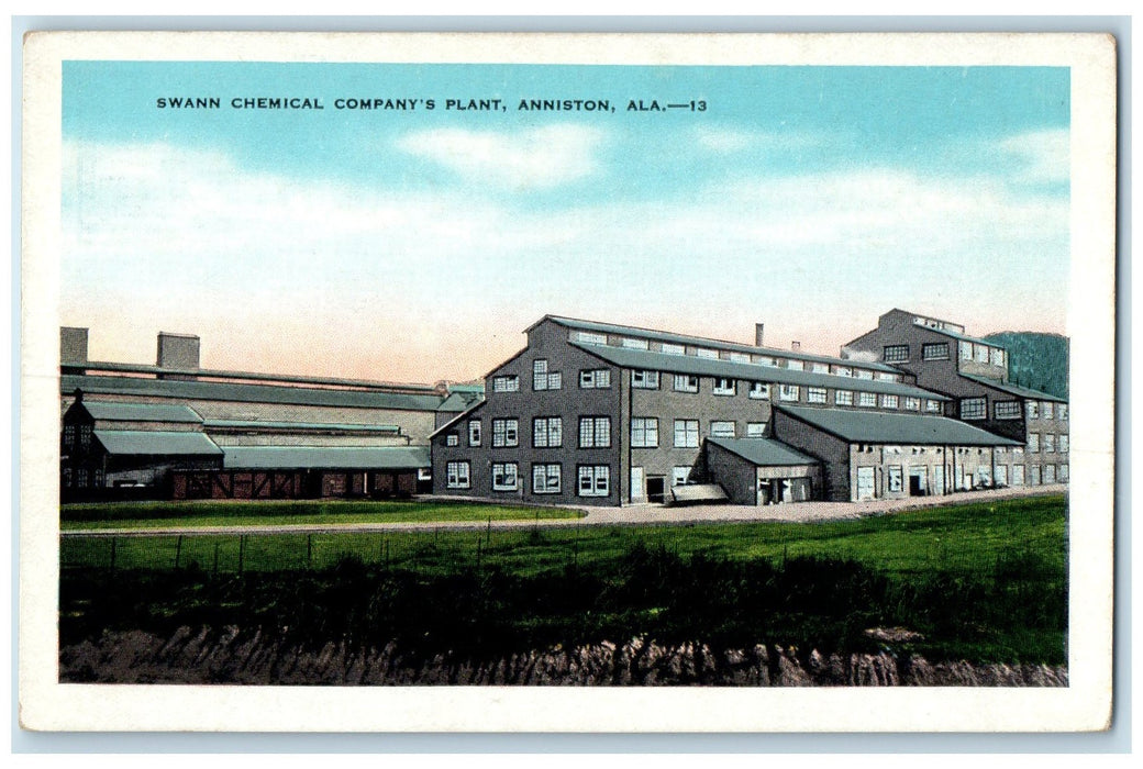 c1940's Swann Chemical Company's Plant Exterior Anniston Alabama AL Postcard