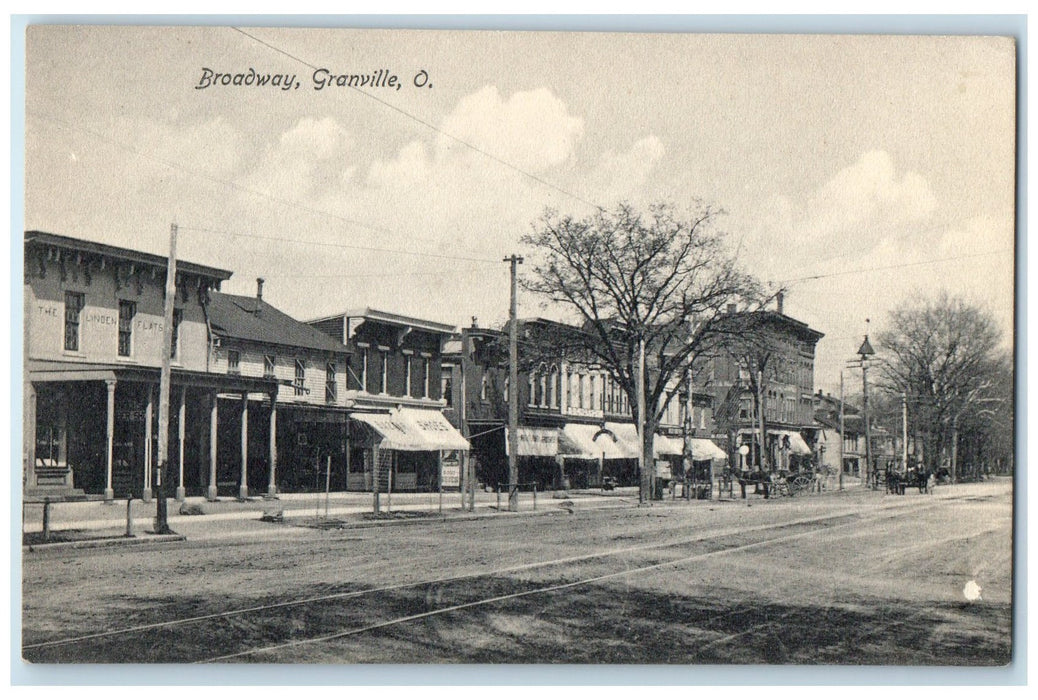 c1910's Broadway Railroad Establishment Dirt Road Granville Ohio OH Postcard