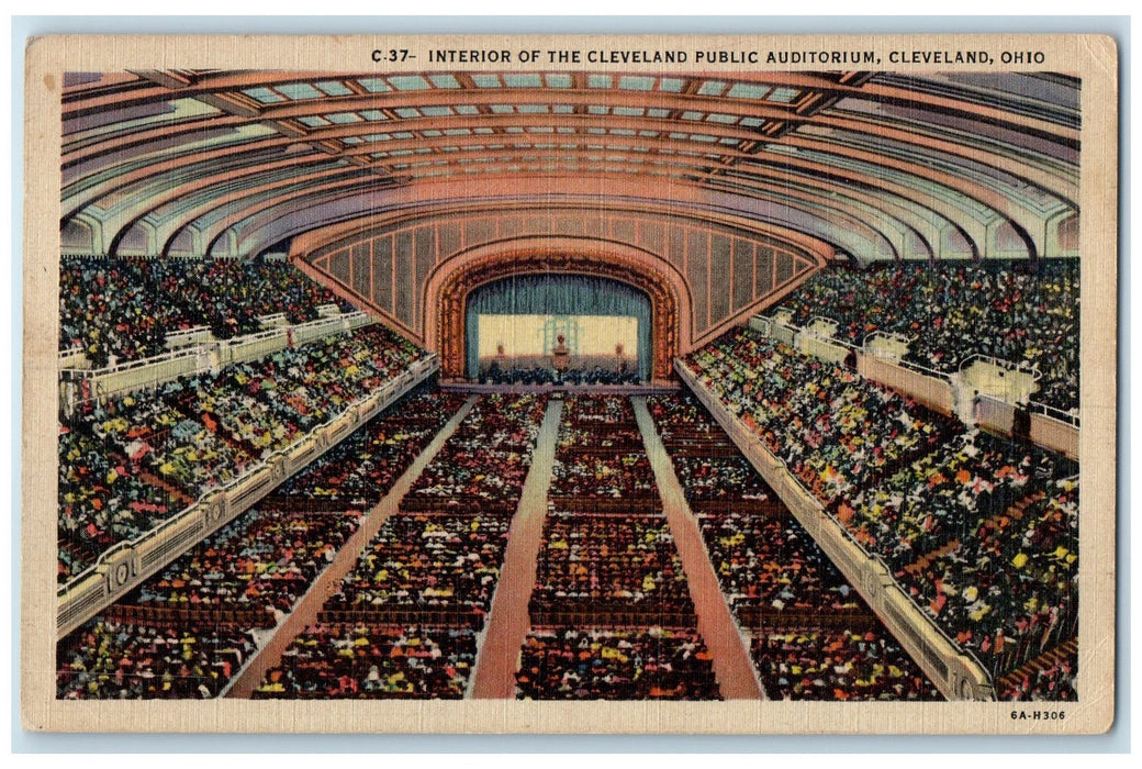 1948 Interior Of Cleveland Public Auditorium Shows Cleveland Ohio OH Postcard