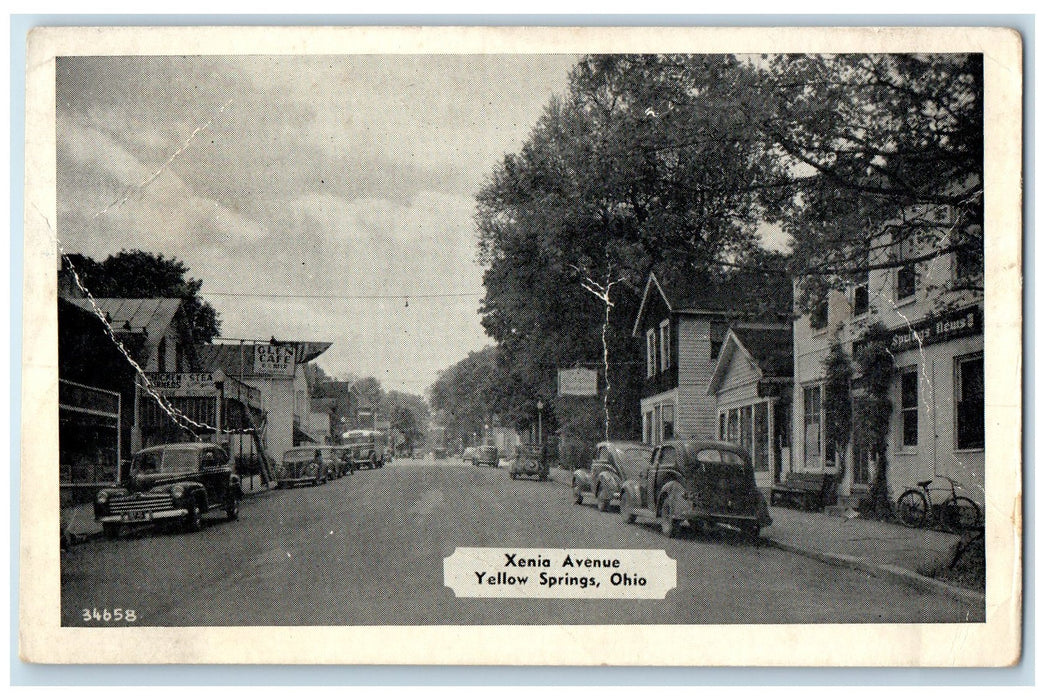 1948 Xenia Avenue Classic Cars Street Buildings Yellow Springs Ohio OH Postcard