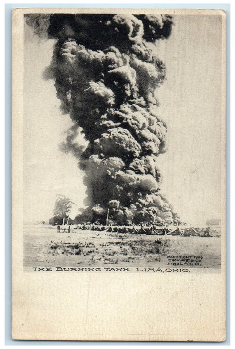 c1905 The Burning Oil Tank Oil Company Huge Smoke Lima Ohio OH Unposted Postcard