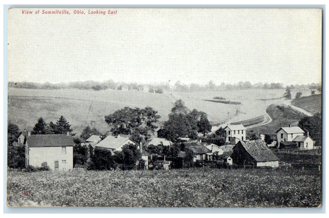 c1910 Looking East Houses Fields Plains Summitville Ohio OH Unposted Postcard