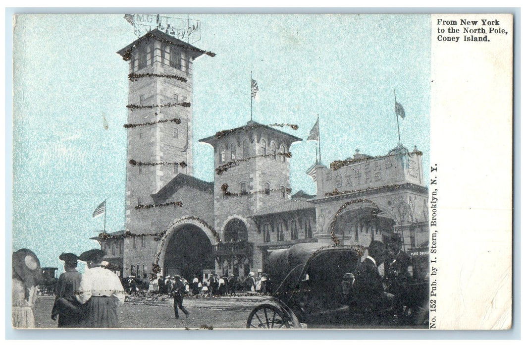 c1905's From New York To The North Pole Amusement Park Coney Island NY Postcard