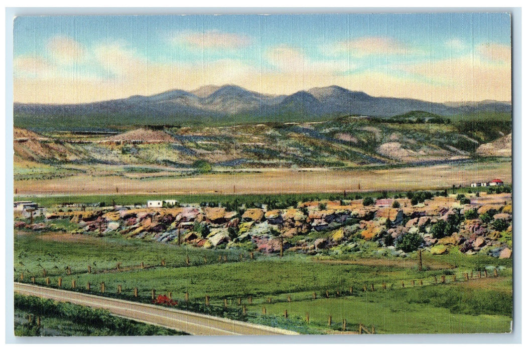 c1940's North Of Santa Fe Railway Mt. Taylor Grants New Mexico NM Trees Postcard