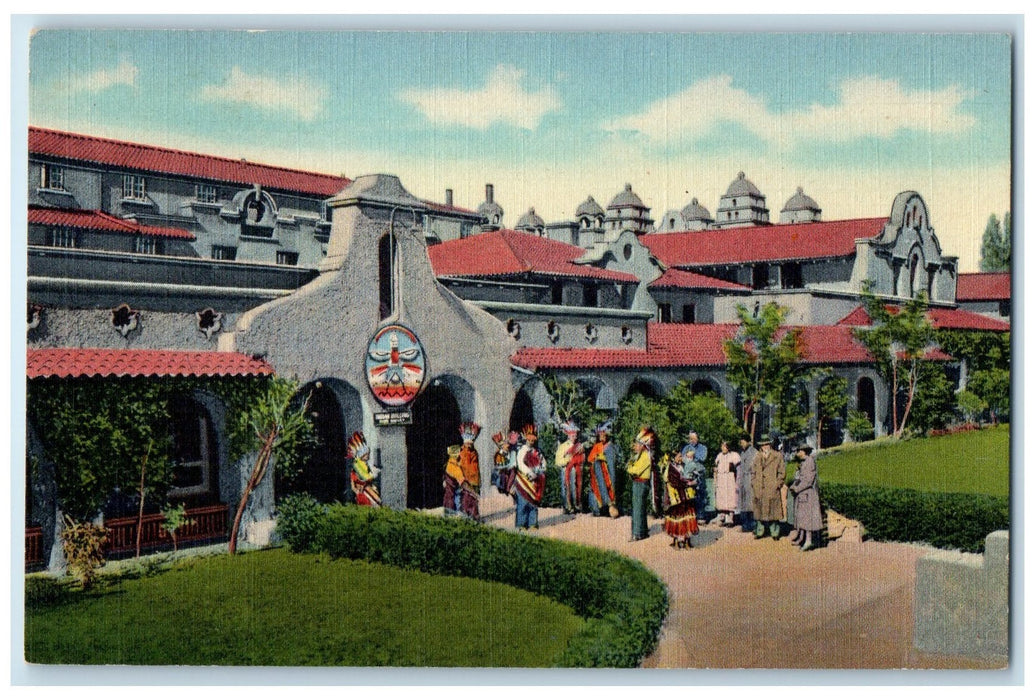c1940's Indian Building And Alvarado Hotel Albuquerque New Mexico NM Postcard