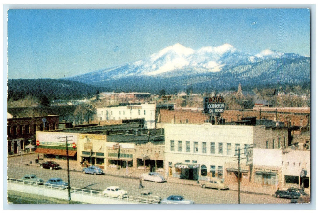 c1960's Mountain Motel Car Parked Scene Flagstaff Arizona AZ Unposted Postcard