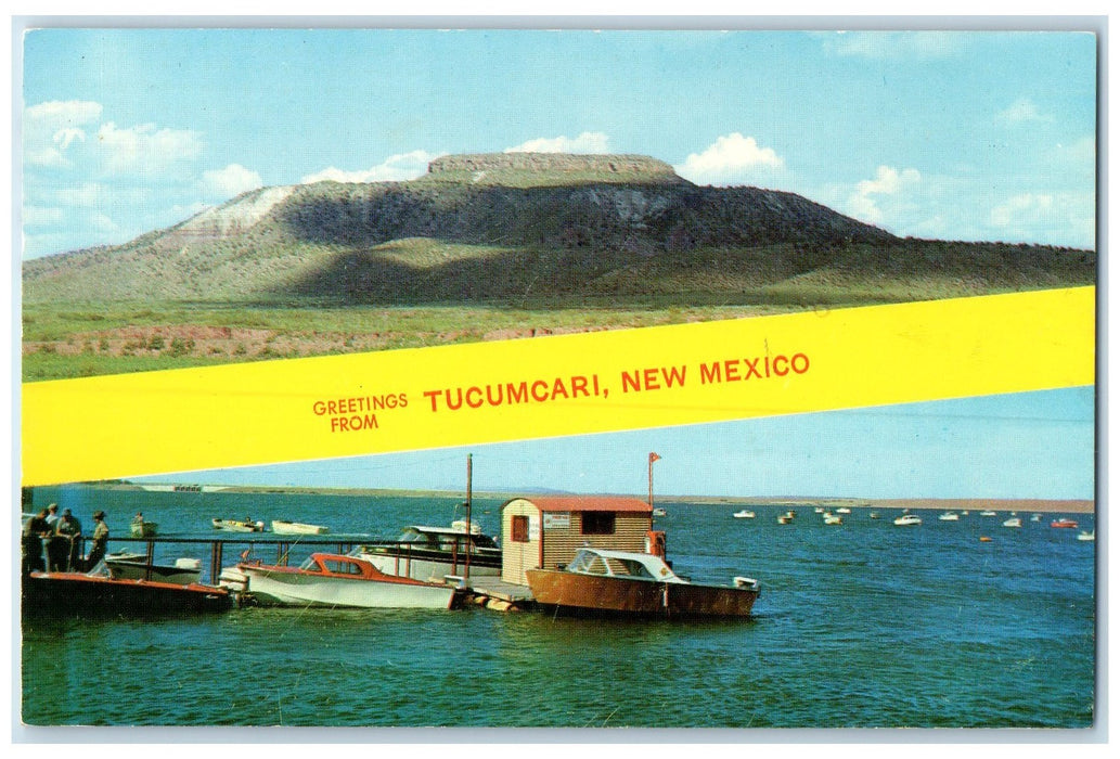 1971 Greetings From Tucumcari New Mexico NM Unposted Conchas Dam & Lake Postcard
