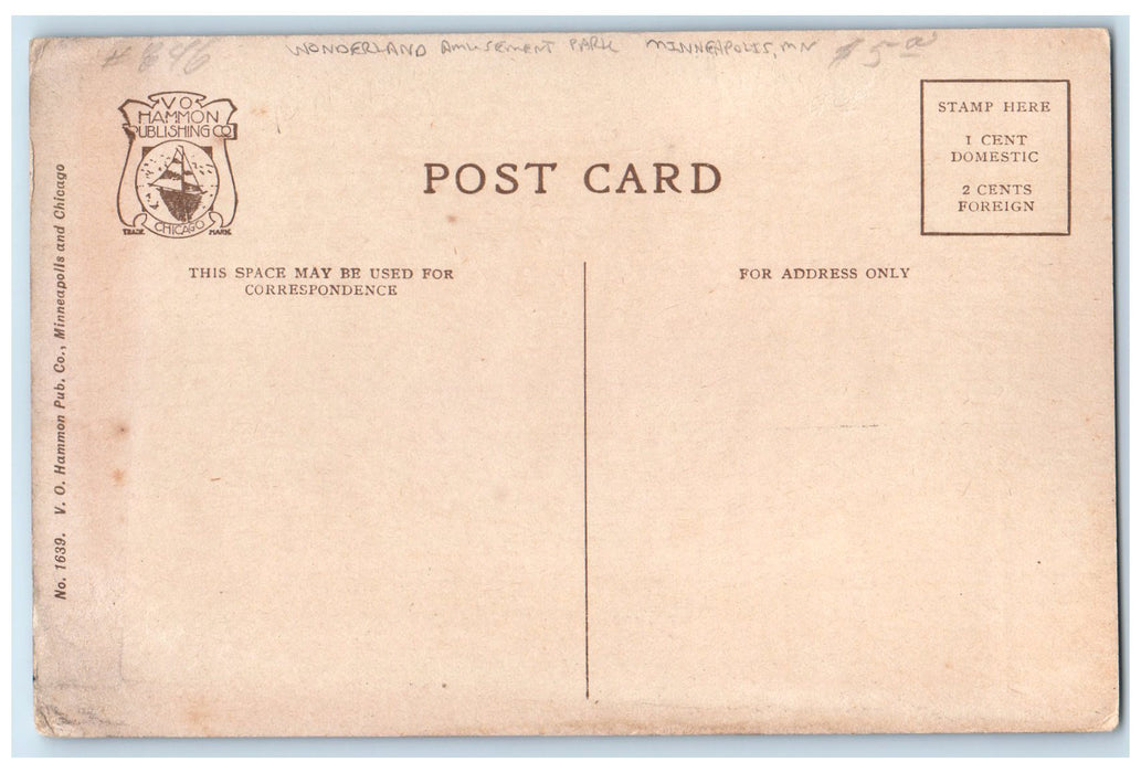 c1910's Wonderland Amusement Park At Night Minneapolis Minnesota MN Postcard