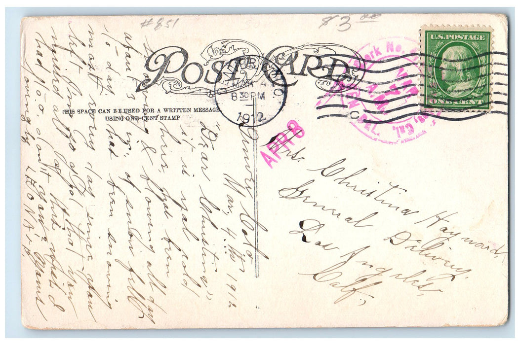 1912 Night View White City Lakeside Amusement Park Denver Colorado CO Postcard