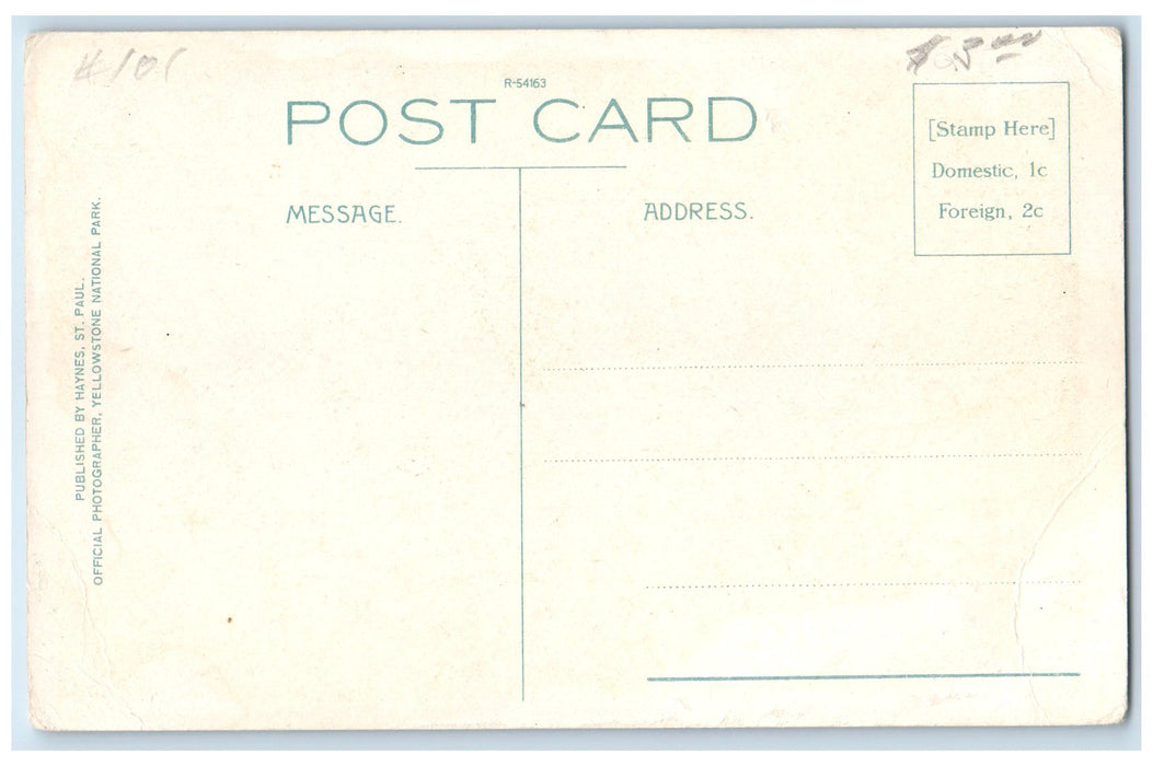 c1940's Grand Canyon Hotel Lounge Toward Office Yellowstone Park WY Postcard