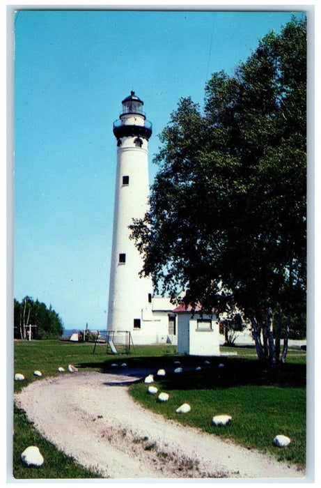 c1960's The Old Lighthouse Scene At Presque Isle Michigan MI Unposted Postcard