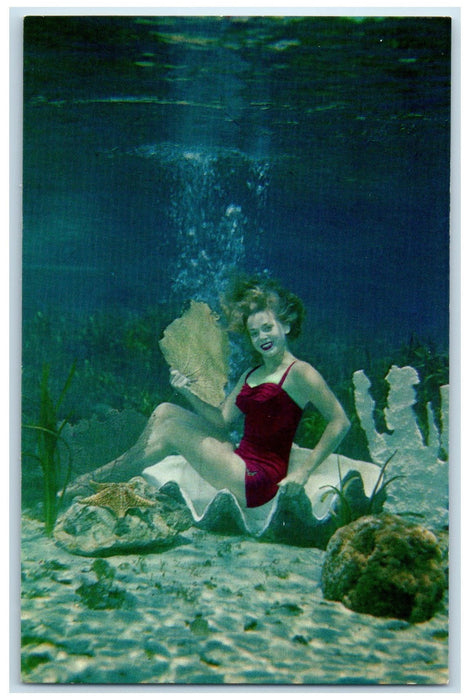 c1960's Mermaid Underwater Weeki Wachee Florida's Silver Springs Postcard