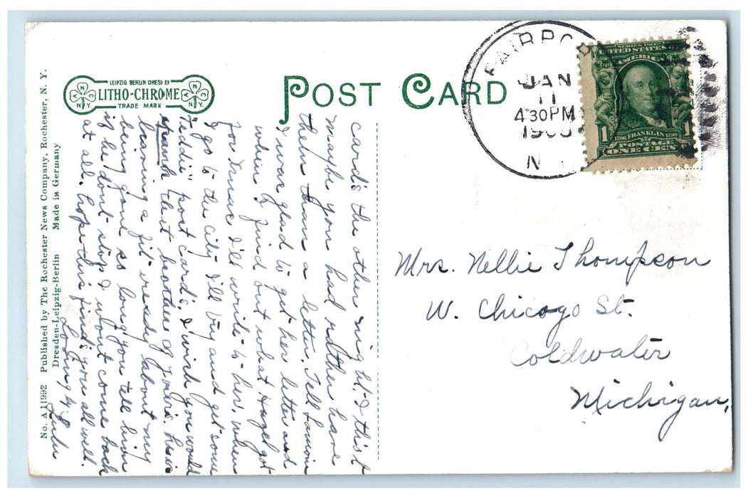1909 New York Central And Hudson River Depot View Rochester New York NY Postcard