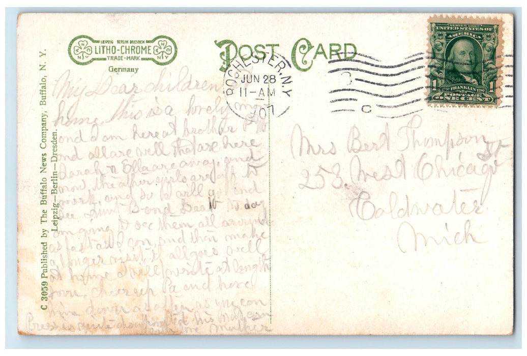 1907 Corner Delaware And North Streets Buffalo New York NY Unposted Postcard