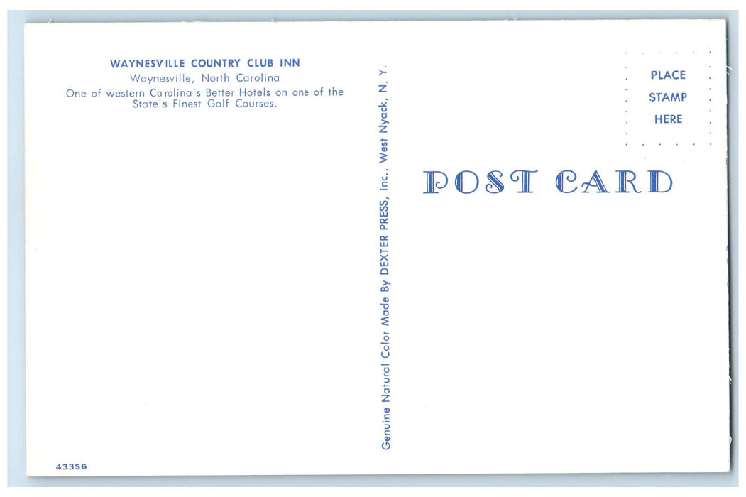 c1960s Waynesville Country Club Inn Better Hotels Waynesville NC Trees Postcard