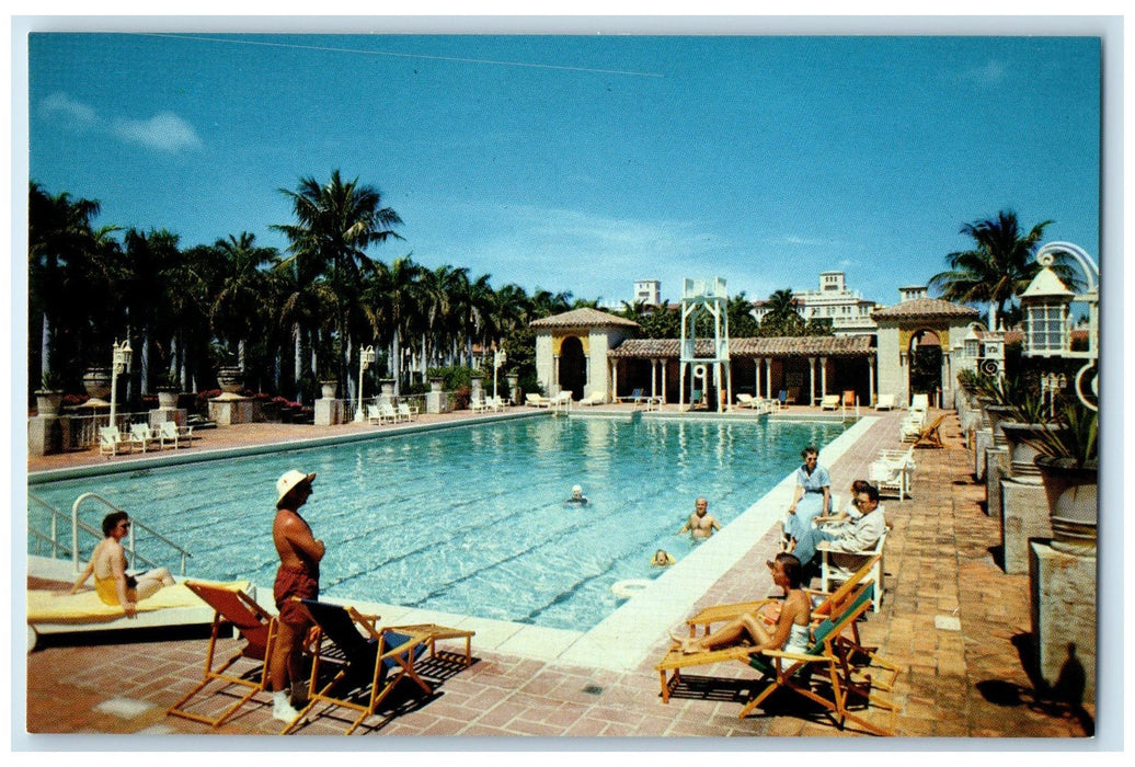 c1960's View Of Beautiful Garden Pool Boca Raton Florida FL Unposted Postcard