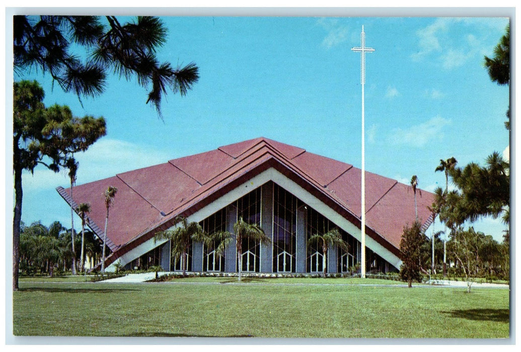 c1960s The New Pasadena Community Church St. Petersburg Florida FL Tree Postcard