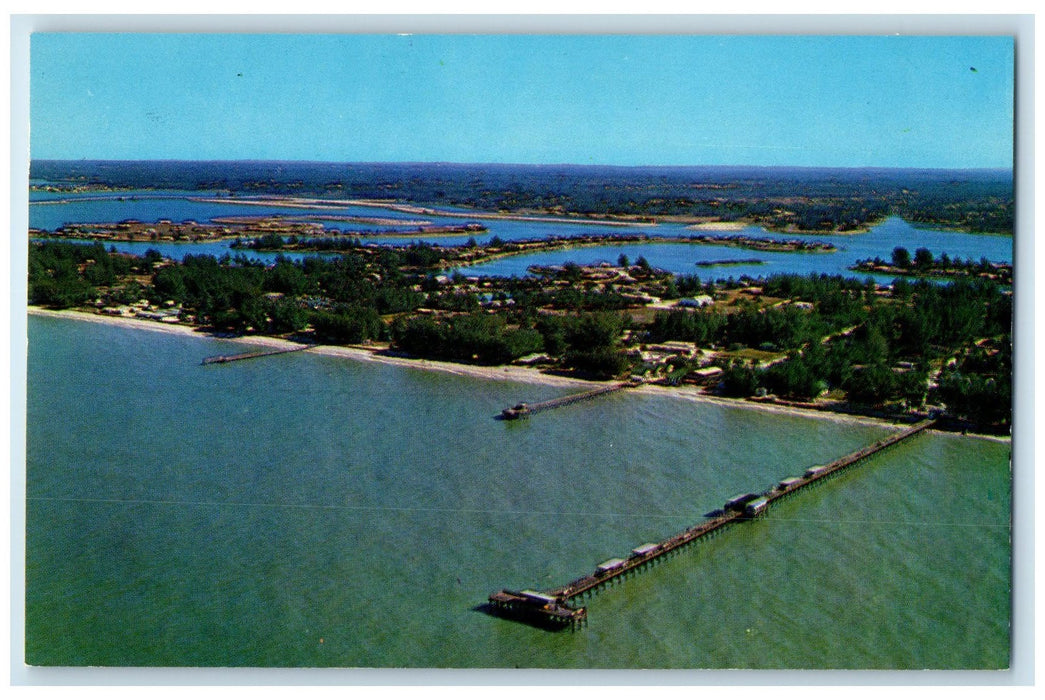 c1960's Air View Of Big Indian Rocks Fishing Pier St. Petersburg FL Postcard