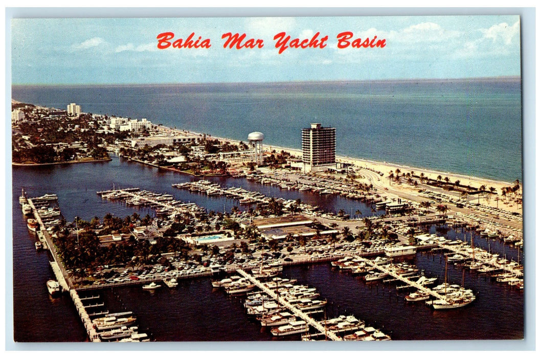 c1960s Bahia Mar Yacht Basin Most Striking Boat Scene Ft. Lauderdale FL Postcard