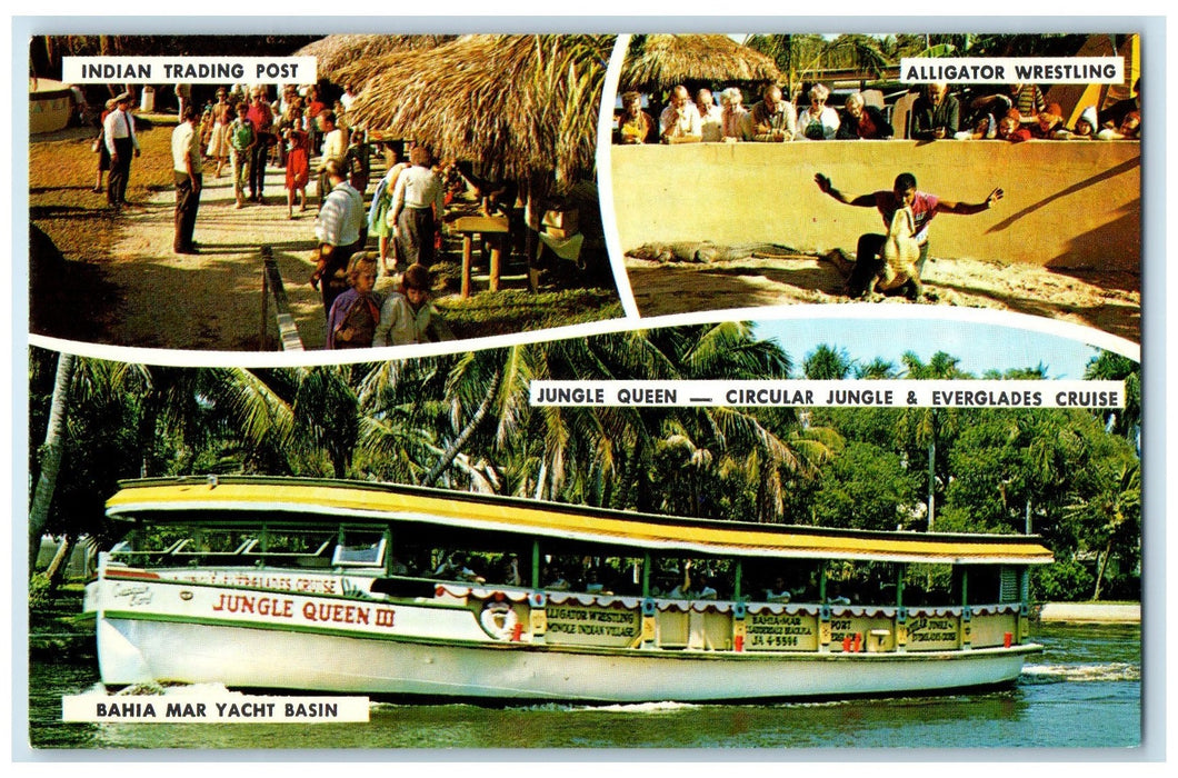 c1960's Jungle Queen III Sight Seeing Boat Scene Fort Lauderdale FL Postcard
