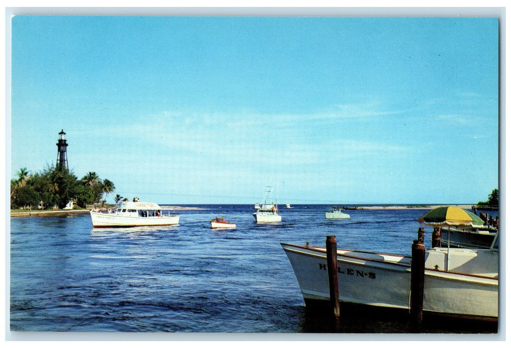 c1960's Charter Boats After A Day's Catch At Hillsboro Pompano Beach FL Postcard