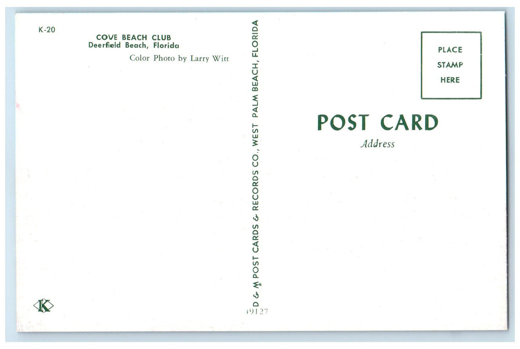 c1960's Cove Beach Club Exterior View Deerfield Beach FL Unposted Trees Postcard