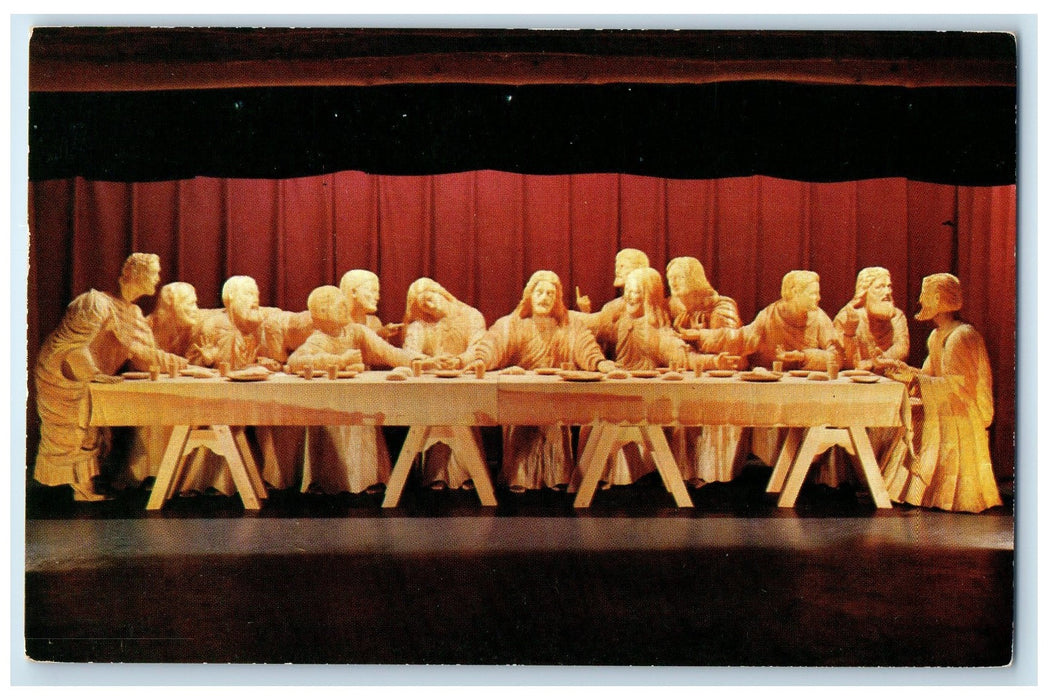 c1960s The Last Supper Scene Museum Of Woodcarving Spooner Wisconsin WI Postcard