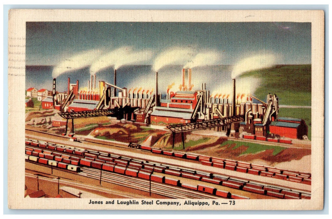 1947 Jones And Laughlin Steel Company Aliquippa Pennsylvania PA Posted Postcard