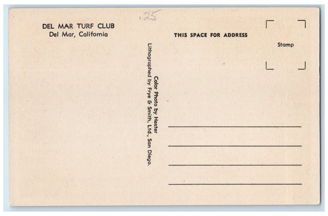 c1960's Del Mar Turf Club Woman Standing Flowers Del Mar California CA Postcard