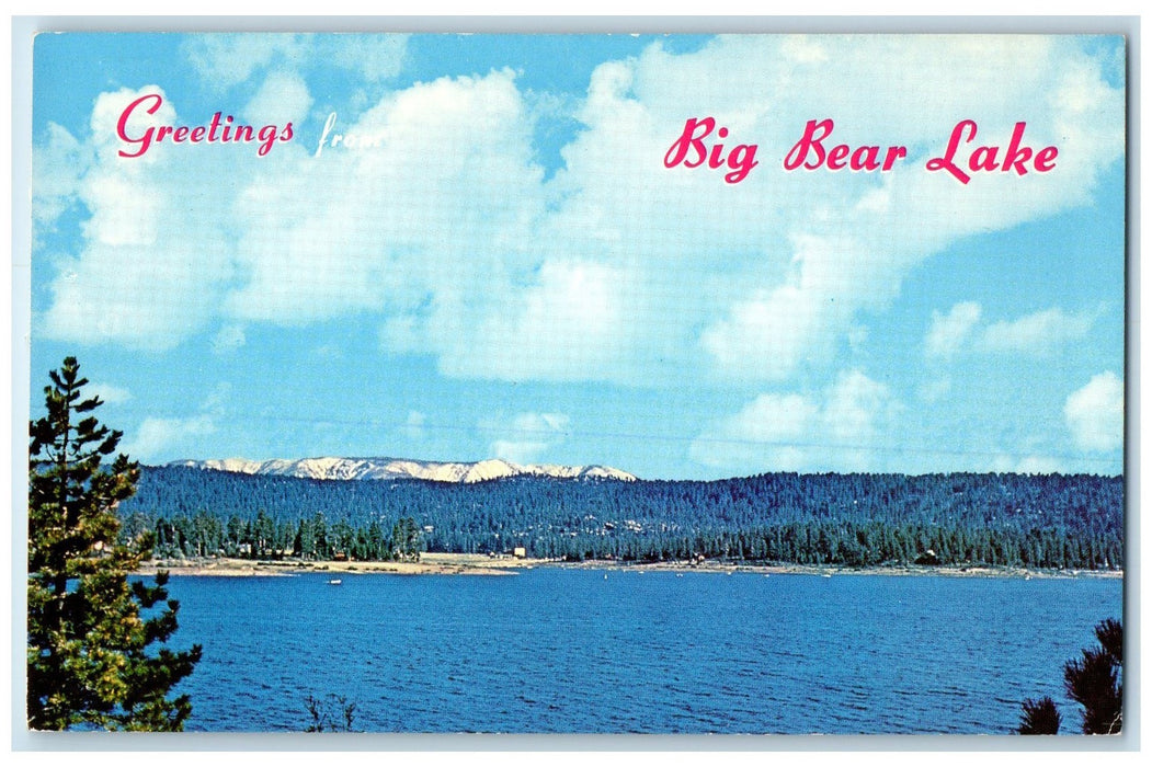 c1960's Greetings From Big Bear Lake Spectacular View California CA Postcard