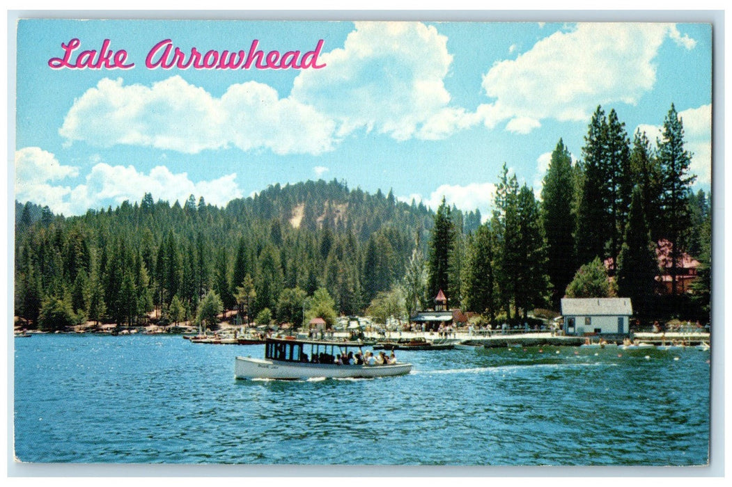 c1960's Excursion Boat Blue Jay Lake Arrowhead California CA Tall Trees Postcard