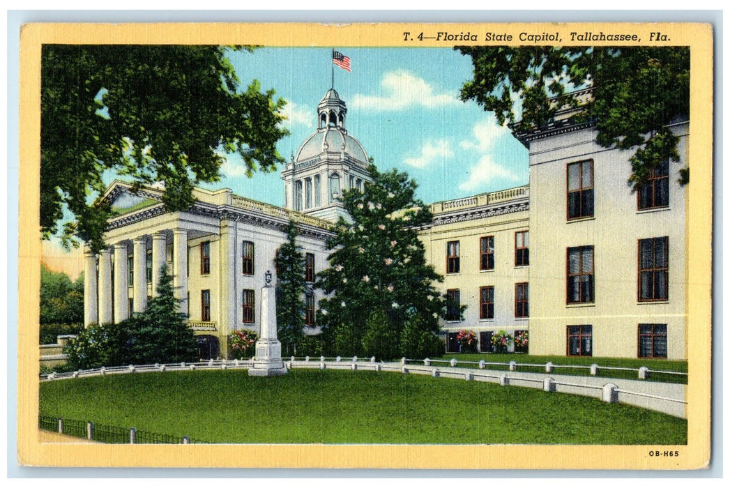 c1940's Florida State Capitol Exterior Tallahassee Florida FL Trees Postcard