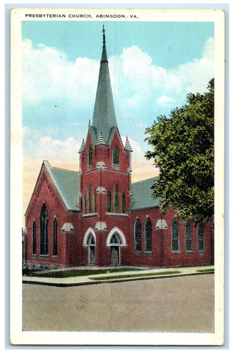 c1920 Presbyterian Church Building Tower Entrance Abingdon Virginia VA Postcard