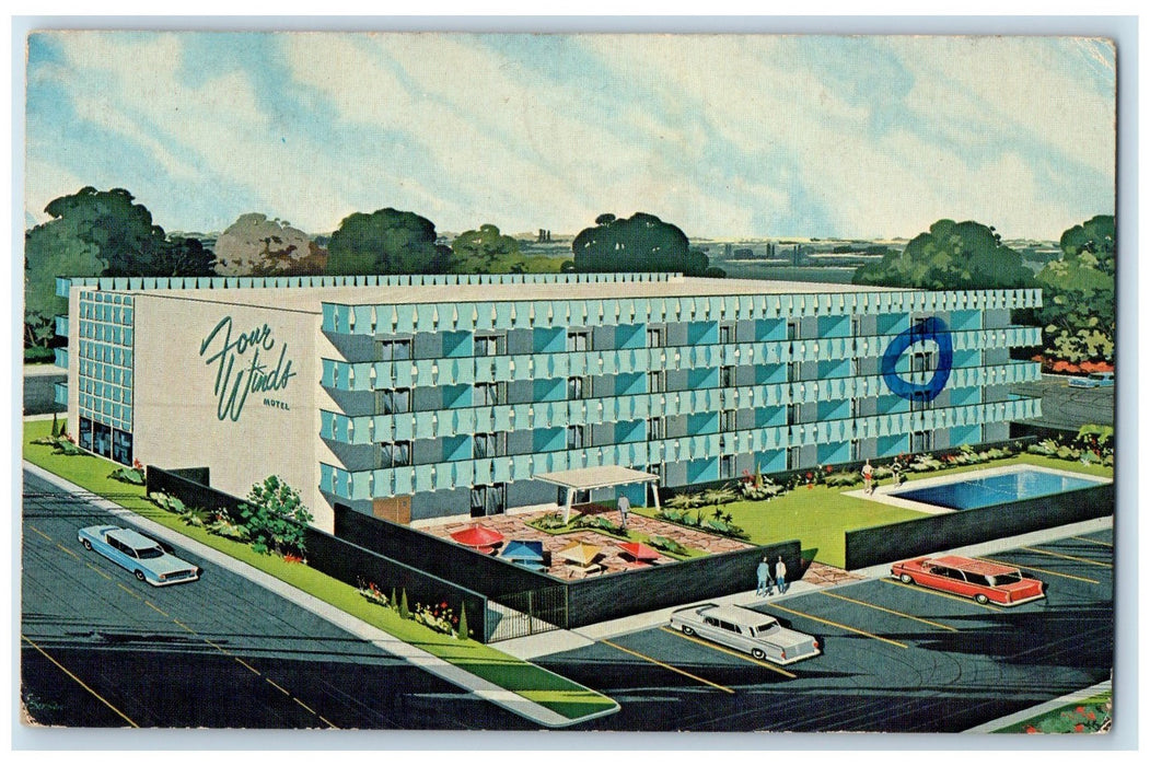 c1950's Four Winds Motor Motel Restaurant Building Denver Colorado CO Postcard