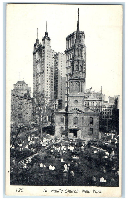 c1905's St. Paul's Church Cemetery Building New York City New York NY Postcard