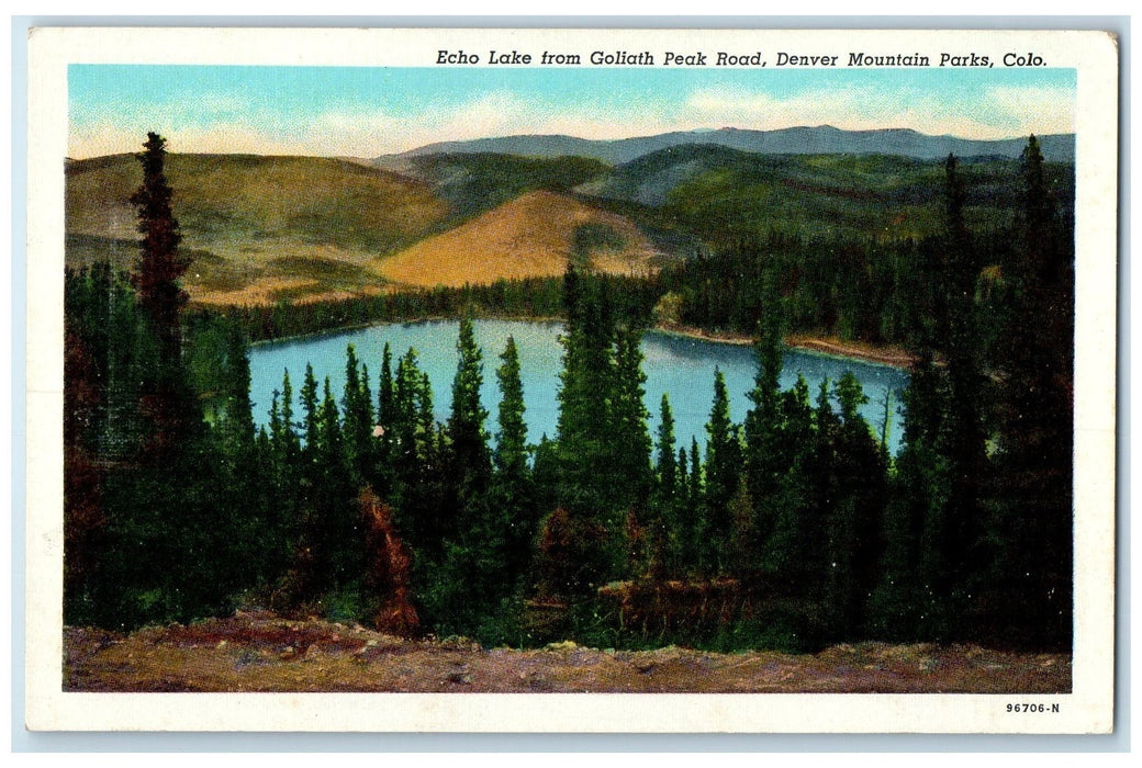 c1920 Echo Lake From Goliath Peak Road Denver Mountain Park Colorado CO Postcard