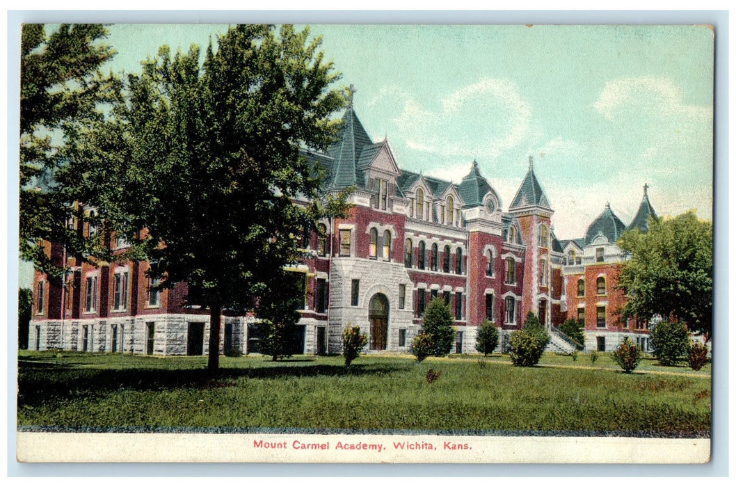 1909 Mount Carmel Academy School Campus Building View Wichita Kansas KS Postcard