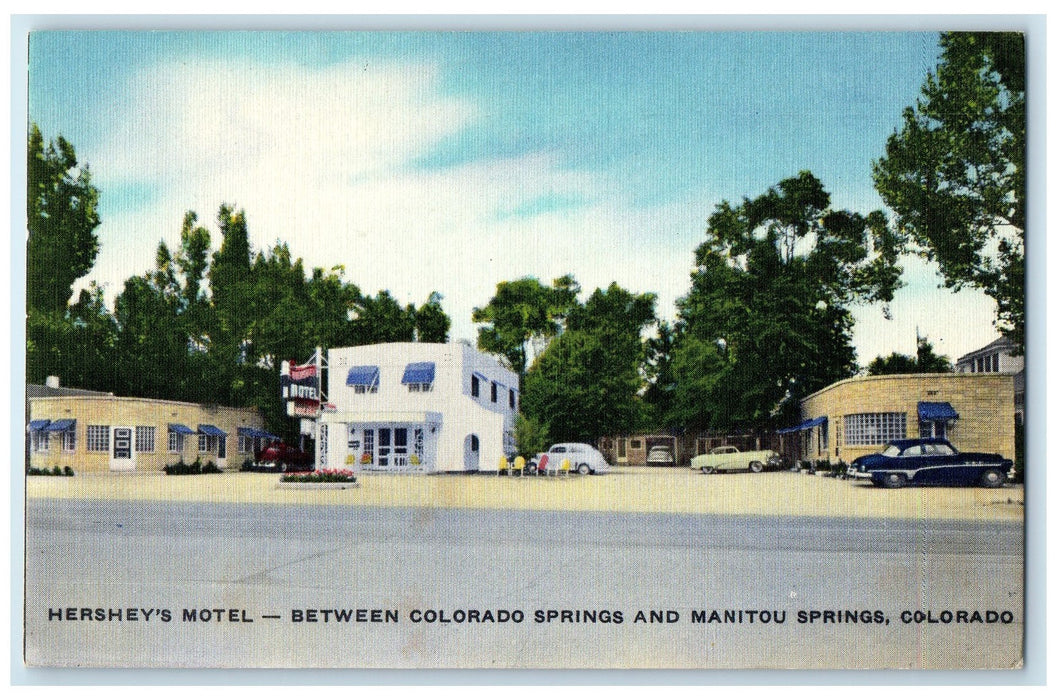 c1940's Hershey's Motel Between Colorado & Manitou Springs Colorado CO Postcard