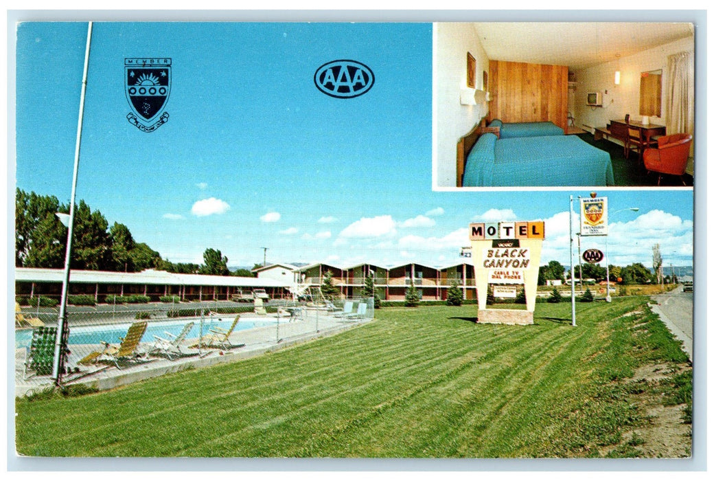 c1950 Black Canyon Motel Restaurant Swimming Pool Montrose Colorado CO Postcard