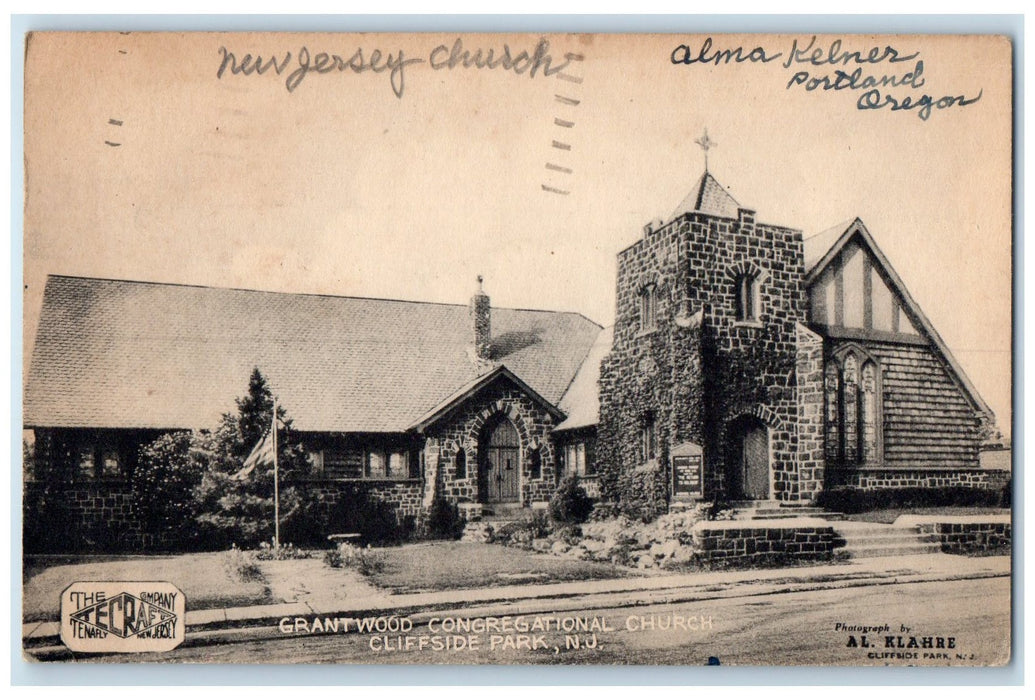 c1910's Grantwood Congregational Church Cliffside Park New Jersey NJ Postcard