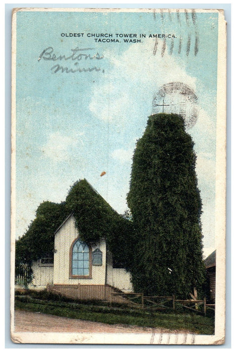 c1910 St. Peter's Church Oldest Church Tower In US Tacoma Washington WA Postcard