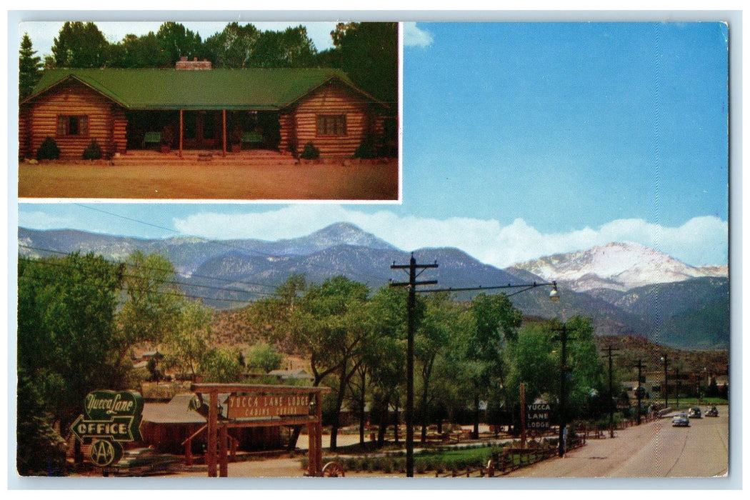 c1950 Yucca Lane Lodge Motel & Restaurant Colorado Springs Colorado CO Postcard
