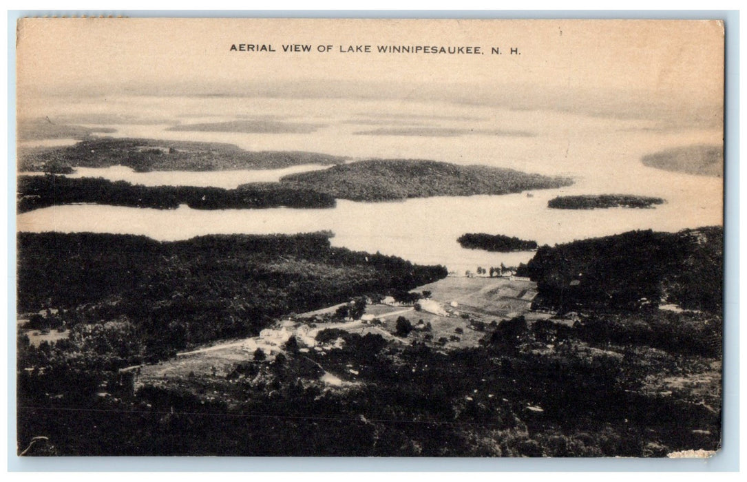 1938 Aerial View Of Lake Winnipesaukee Valleys New Hampshire NH Posted Postcard